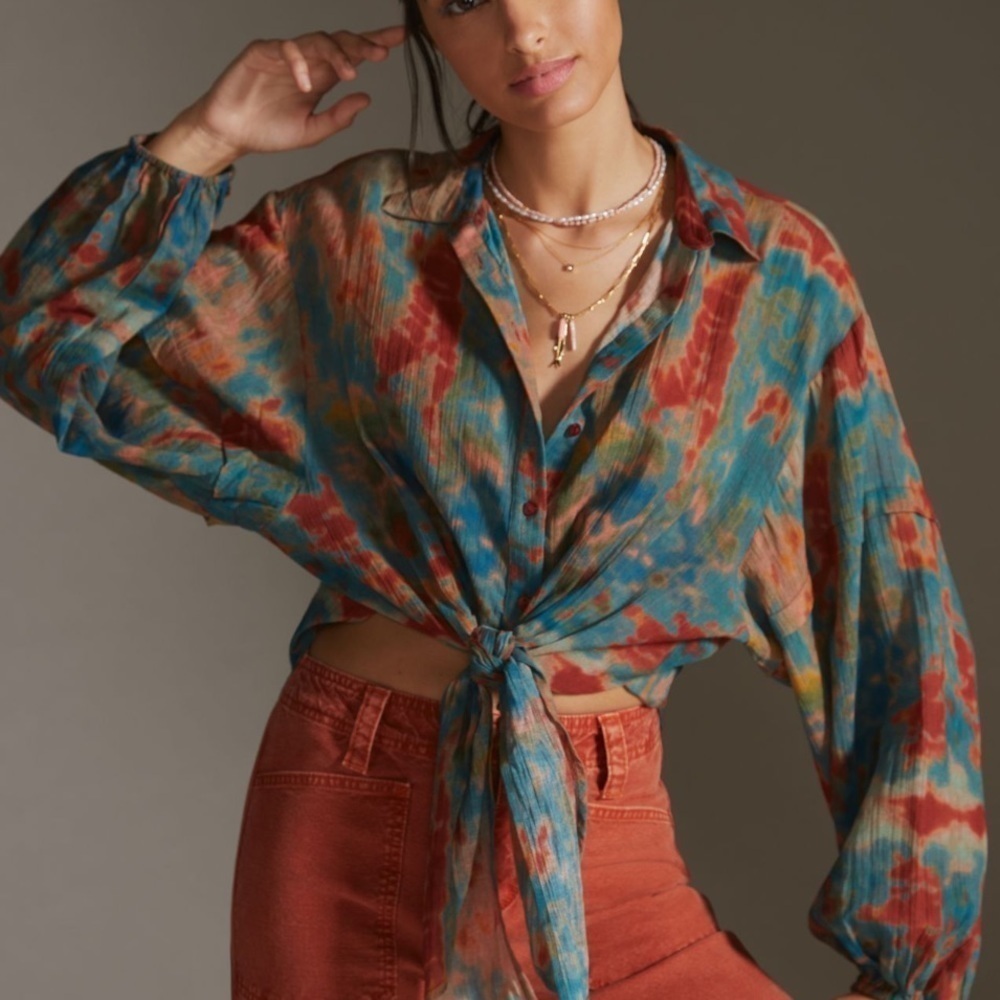 Mes Demoiselles‎ Printed Cotton Motif Shirt - Size 10